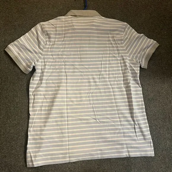 NWT Brooks Brothers Gray and White Striped Polo Shirt